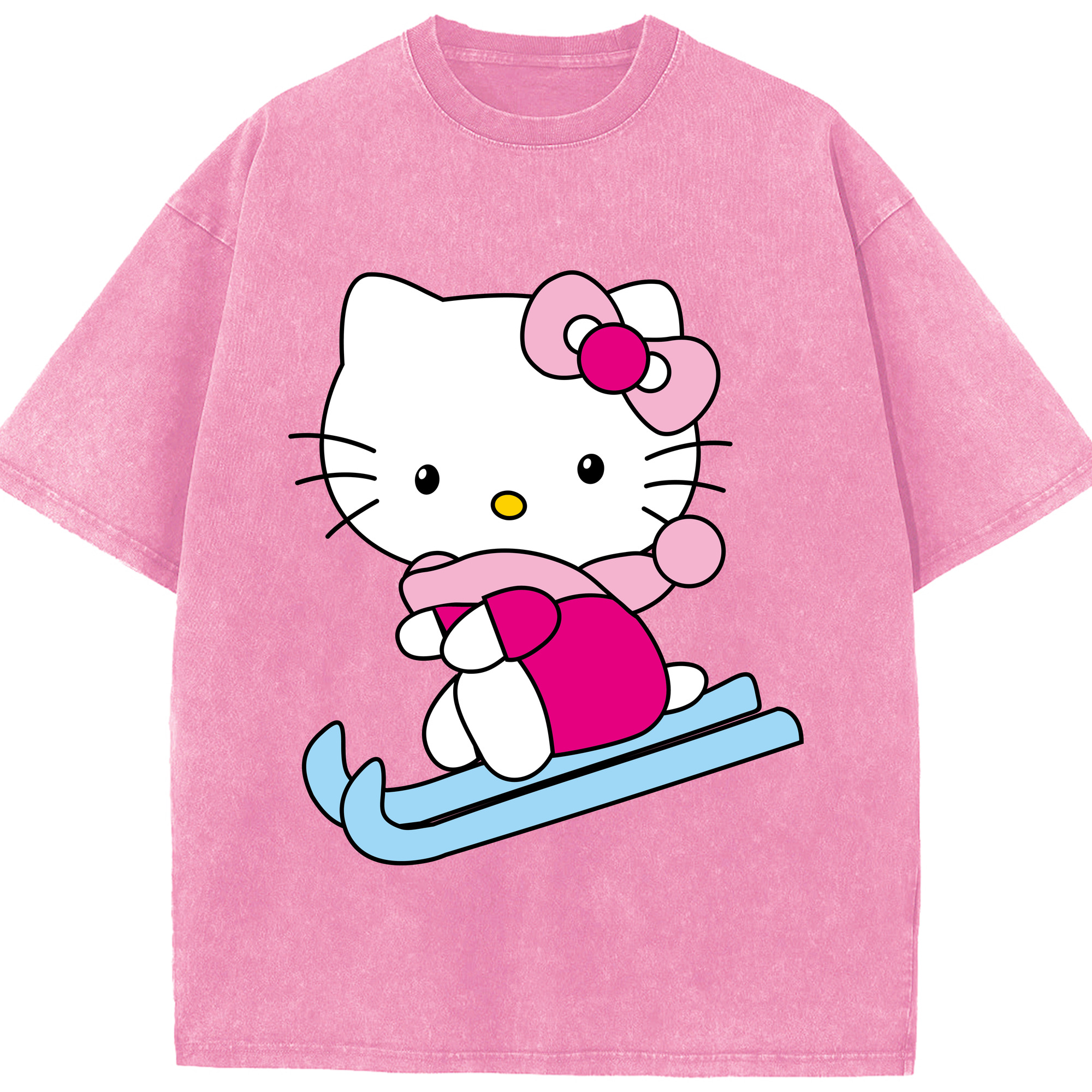 （画像用） Hello Kitty ハローキティ 綿100% ヴィンテージ風 半袖Tシャツ（フロントプリント）